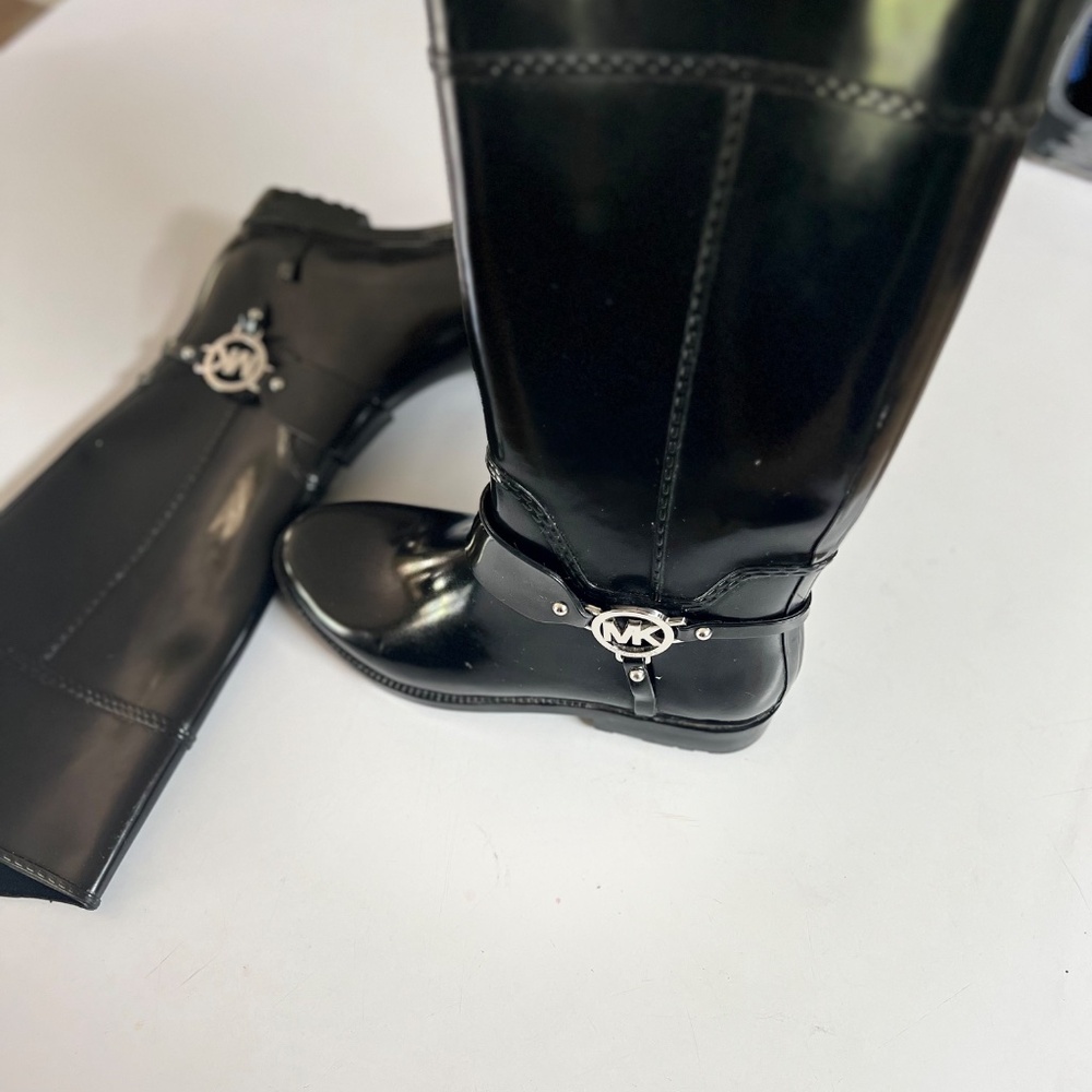Michael Kors Fulton Harness Tall Black Rain Boots – Women’s Size 8, Waterproof, - Picture 2 of 3